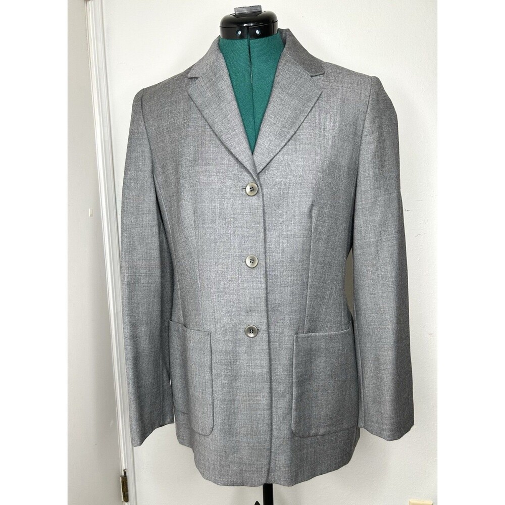 Casual Corner Women’s Gray Jacket Blazer Wool Lined Size 8 Career Business